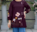 Embroidered Short Kurti – Stylish & Ready to Wear Cotton Blouse Womenswear Casual Top Elegant